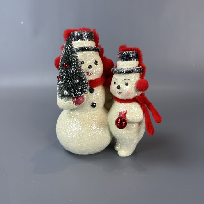 Sparkly Snowman with Small Snowman 6'' H