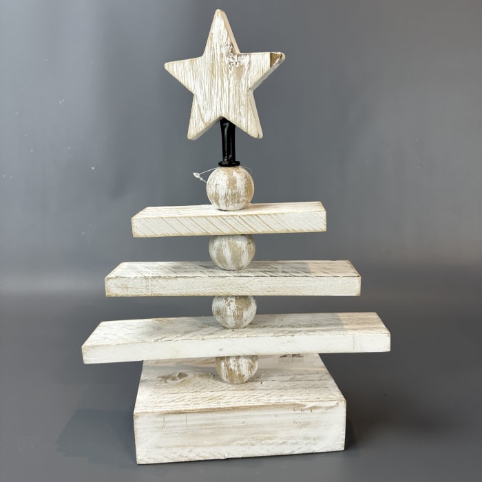 14'' H White Wood Block Tree