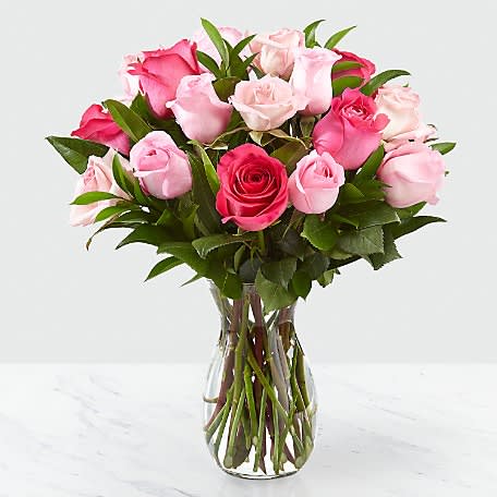 PINK AND HOT PINK ROSE VASE