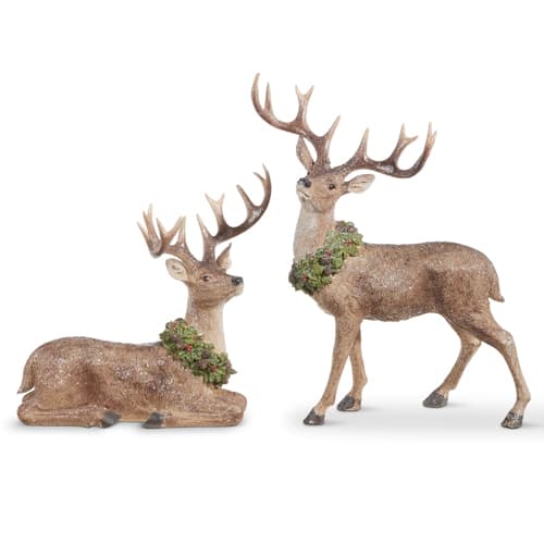 19.5" DEER WITH WREATH set of 2