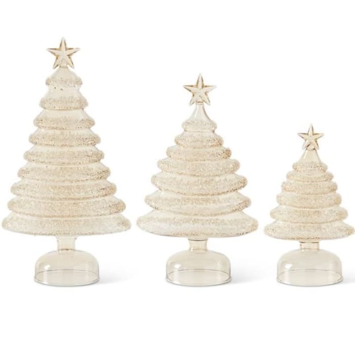 GLASS ICED LAYERS CHRISTMAS TREES set of 3