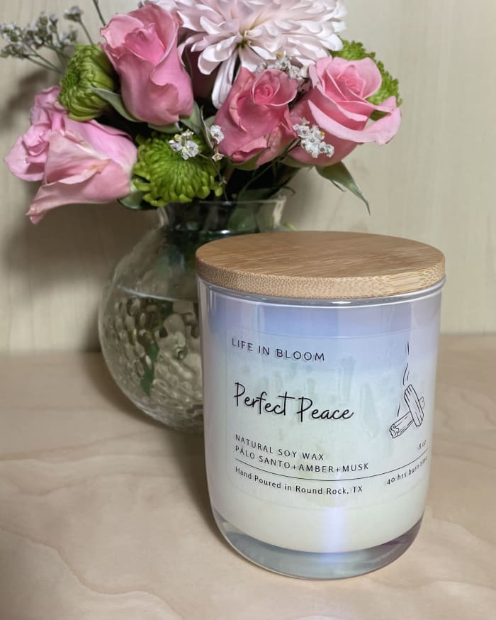 Perfect Peace Soy Candle 8oz White Lux Jar