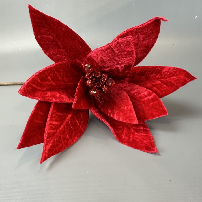 VELVET JEWEL CENTER POINSETTIA STEM 24''L