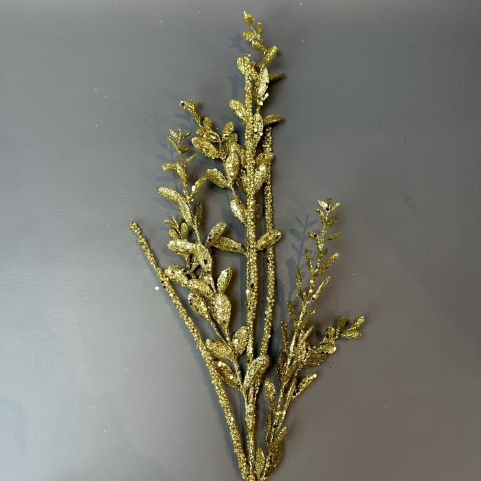 GLITTER/SEQUIN BOXWOOD BERRY STICK SPRAY 29''L