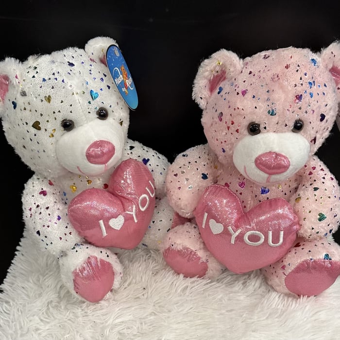 10" Heart Confetti Bear