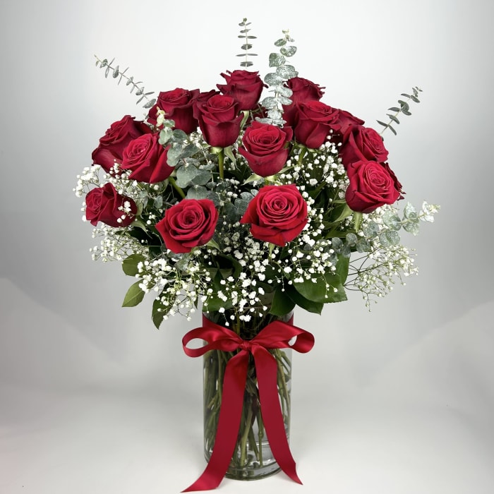 TWO DOZEN ROSES WITH BABY BREATH