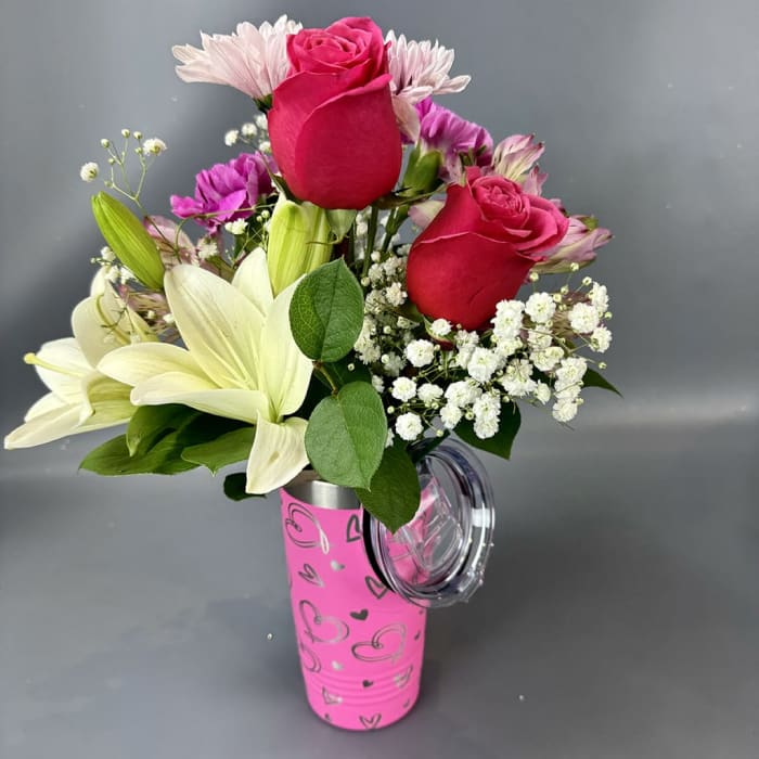 Cup of Hearts Tumbler by Rathbone's Flair Flowers