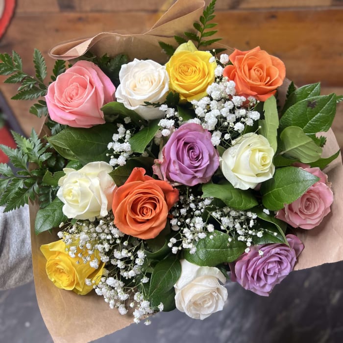 1 Dozen Assorted Colored Roses Bouquet