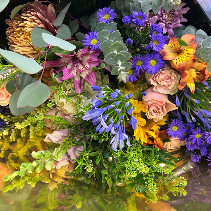 Beautiful cut flowers wrapped