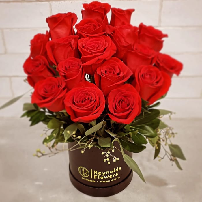 Hat Box with Dozen-and-a-Half Red Roses