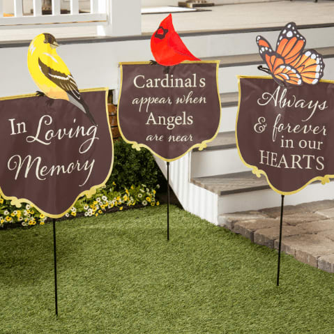 Memorial Fabric Stake with Bobbing Icon