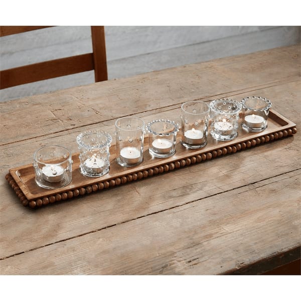 Beaded Votive Tray Set