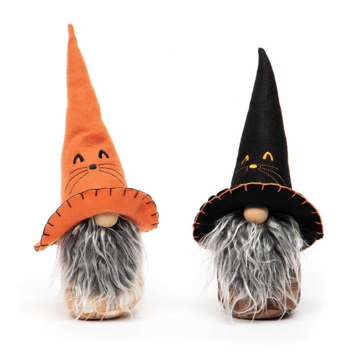 BINX HALLOWEEN GNOME ORANGE/BLACK WITH EMBROIDERED CAT SET