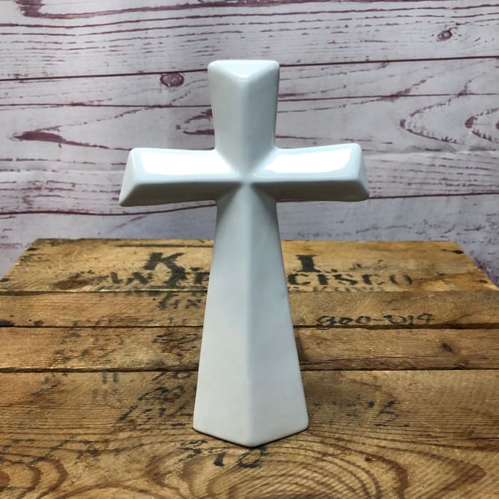 Glossy White Ceramic Cross