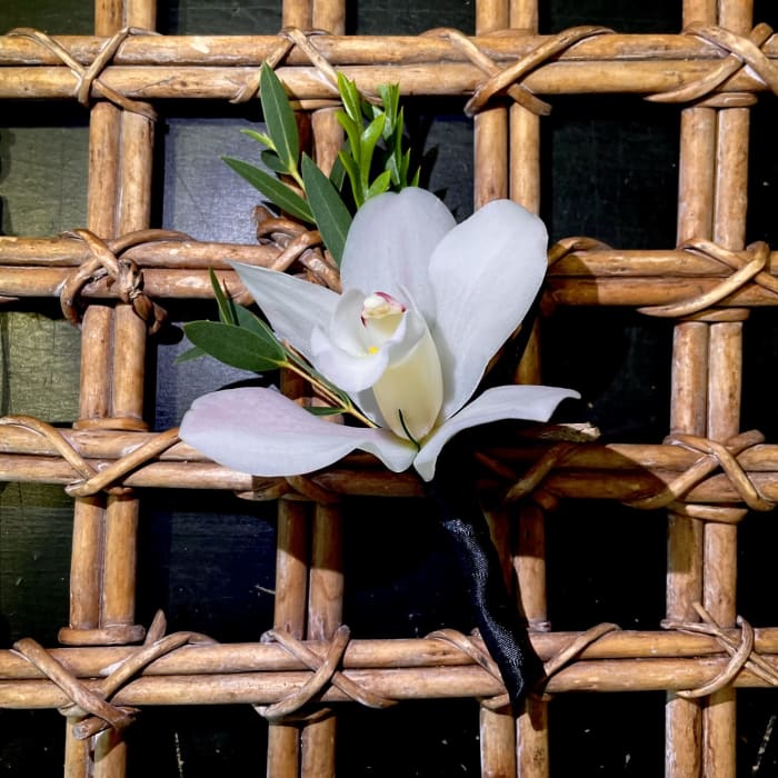 White Cymbidium Boutonierre