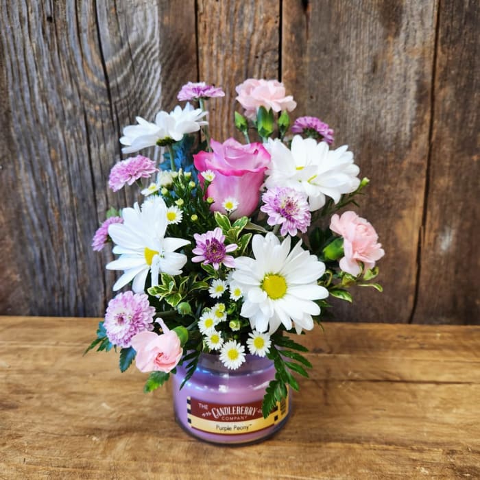 Purple Peony Candle Bouquet