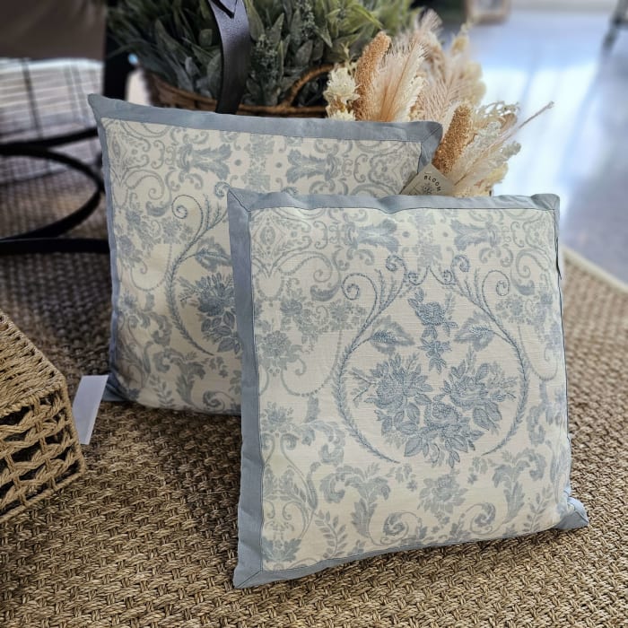 18" Blue Floral Pillow