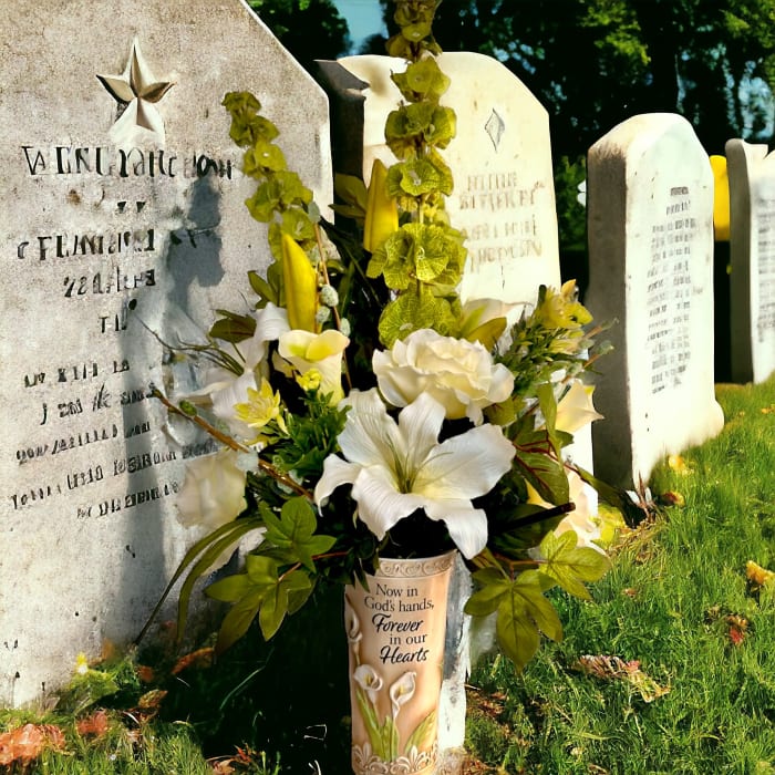 Now in God's Hands Cemetery Vase Bouquet - SIlk