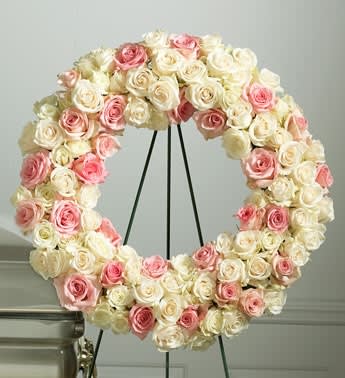 PINK & WHITE ROSE WREATH