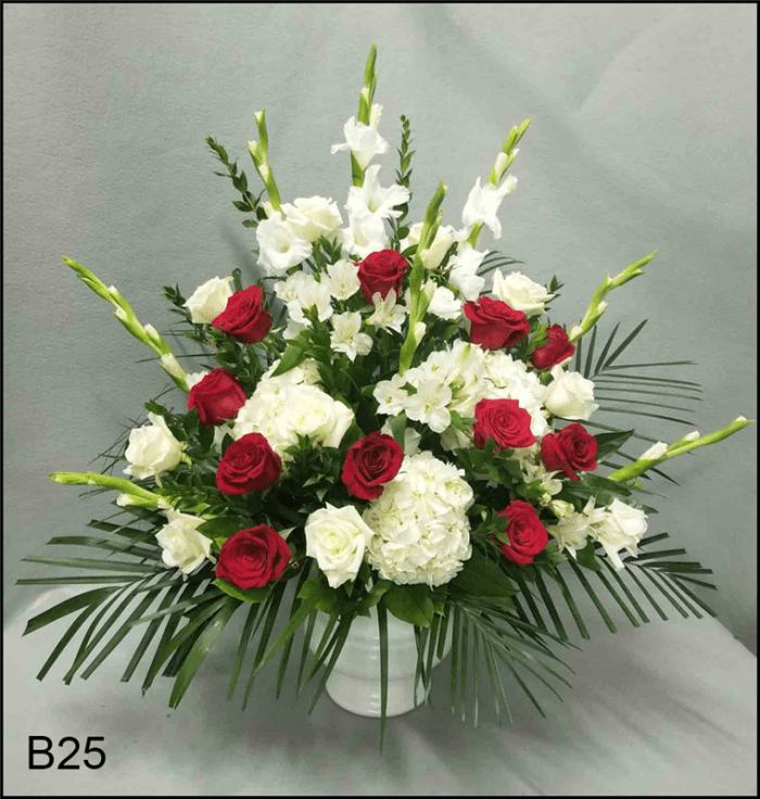 B25 Red and White Urn 3