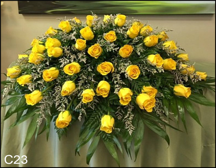 C23 All Yellow Rose Casket Spray