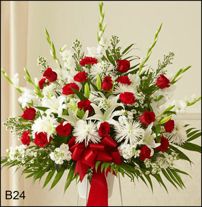 B24 Deluxe Red and White Pedestal Tribute