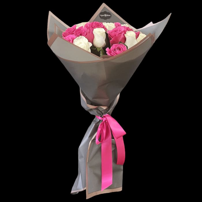 HOT PINK & WHITE ROSE BOUQUET