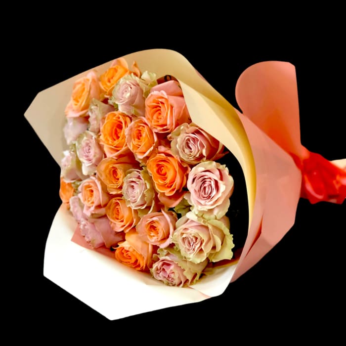 PEACH AND PINK ROSE BOUQUET