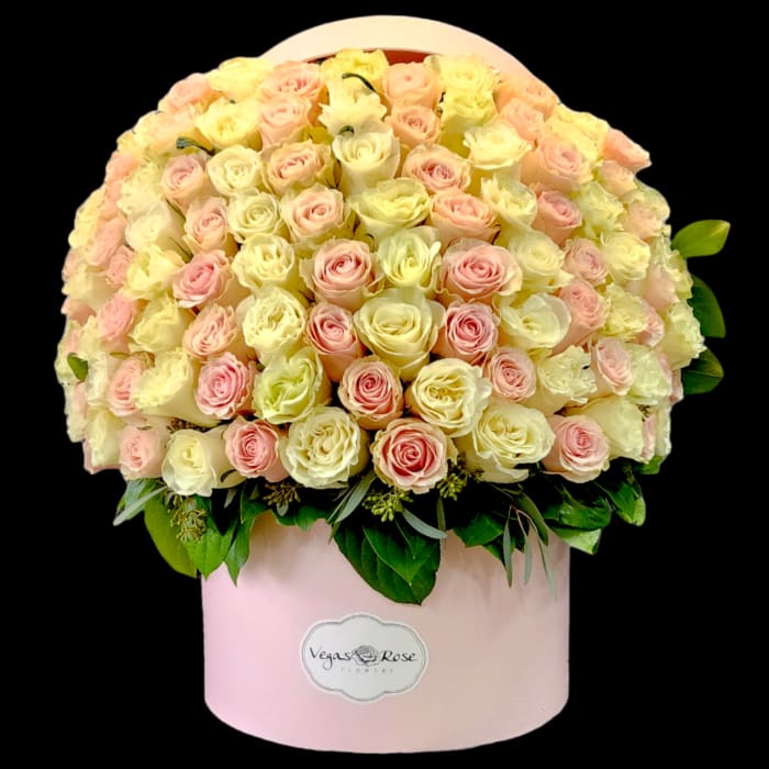 PINK & WHITE ROSES IN ANY BOX