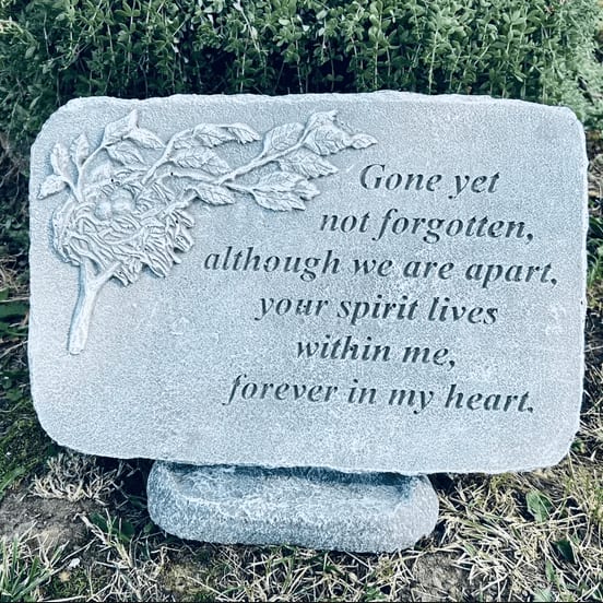 Not Forgotten Memorial Stone on Stand