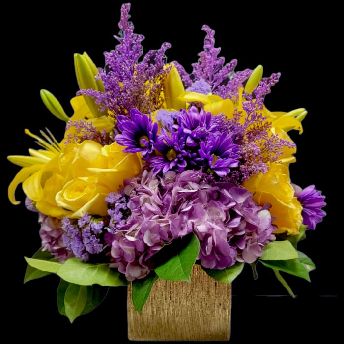 LAVENDAR & YELLOW IN GOLD VASE