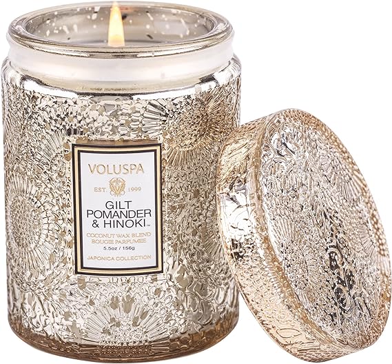 GILT POMANDER & HINOKI PETITE PEDESTAL 2.5OZ CANDLE