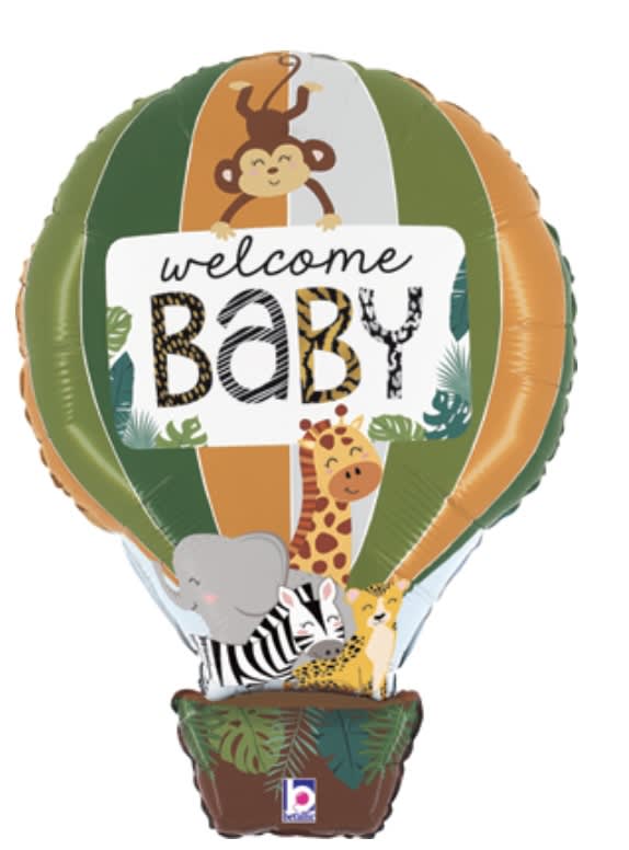 30 Inch Welcome Baby Jungle Animals Balloon