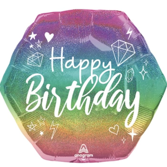 24 Inch Birthday Holographic Sparkle Balloon