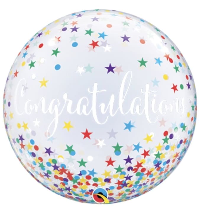 22 Inch Congratulations Confetti Stars Bubble Balloon