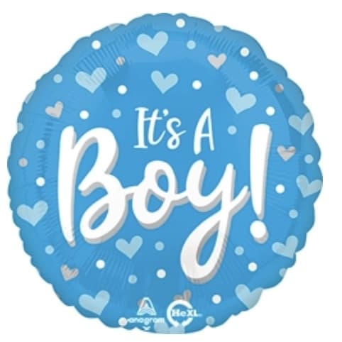 It's A Boy Hearts & Dots Balloon