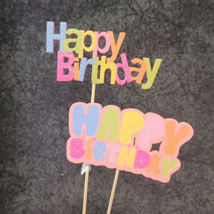 GAPick313693AST - Wood & Glitter Birthday Pick