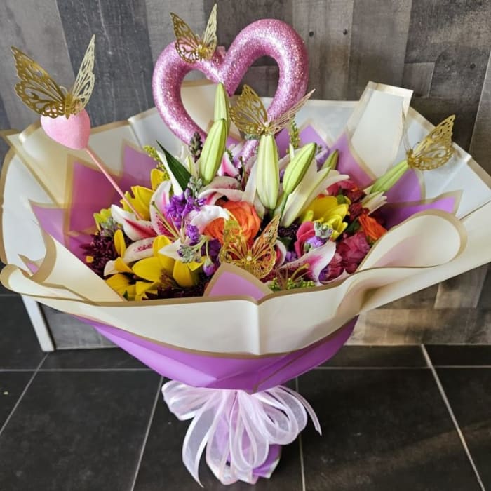 Darling Flower Mix Wrapped Bouquet