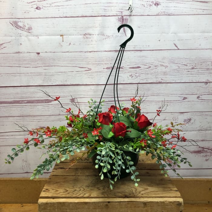 Cemetery Silk (Artificial) Hanging Basket