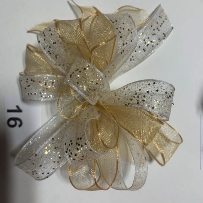 Sheer Gold W/ Silver Sheer Ribbon Wrist Corsage ***Pick Up Only***