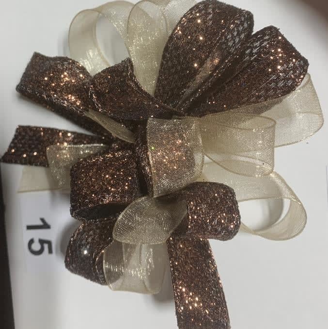 Sheer Gold With Copper Sparkly Ribbon Wrist Corsage ***Pick Up Only***