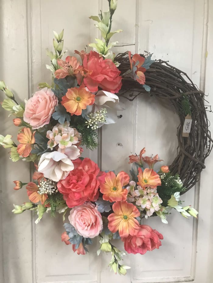 peach and orange wreath