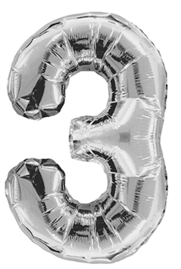 34 Inch Silver Number 3 Balloon
