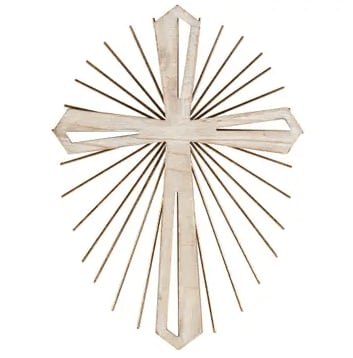 Wood with Metal Starburst Wall Cross