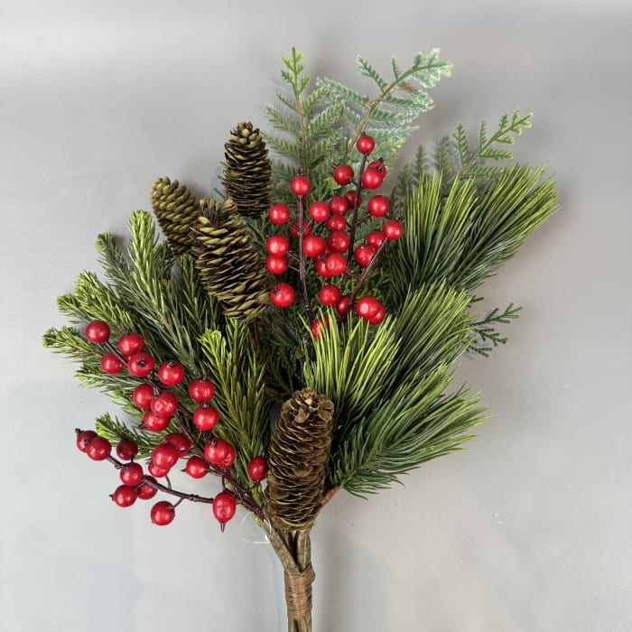 Christmas Pine and Berry Cluster Spray