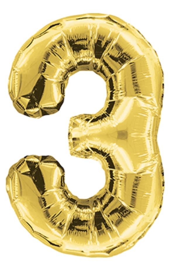 34 Inch Gold Number 3 Balloon