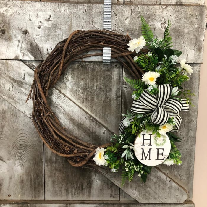 Grapevine and Silk (Artificial) Wreath with Home Plaque