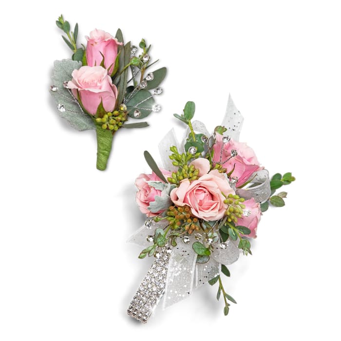 Glossy Corsage and Boutonniere Set