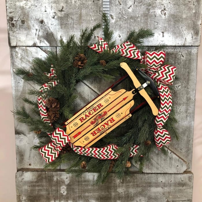 Classic Winter Sled Silk (Artificial) Wreath