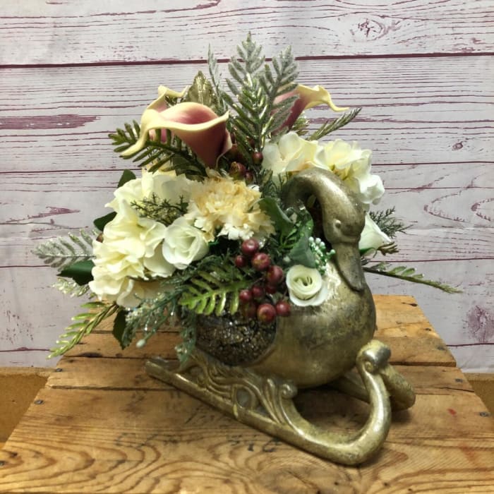 Swan Lake Sled Silk (artificial) Arrangement